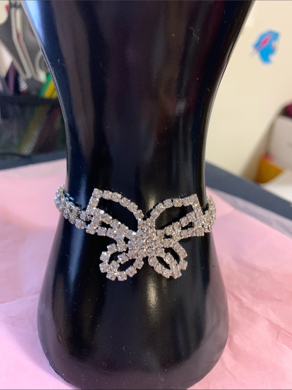 Crystal Butterfly Bracelet - Silver Rhinestone Accent - Picture 6 of 9
